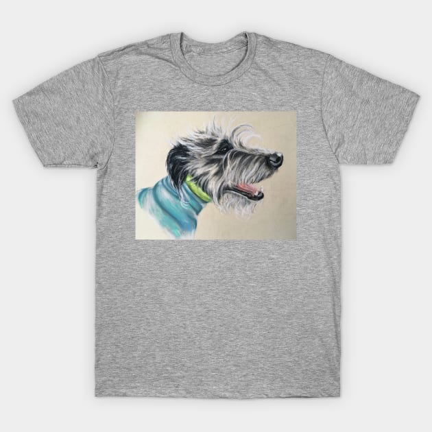 Scruffy  Lurcher blue jumper T-Shirt by Merlinsmates